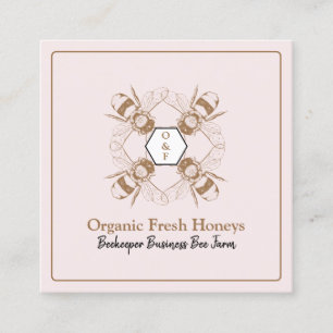 Imker Bienen Rosa Honigwabe Farm Apiary Quadratische Visitenkarte