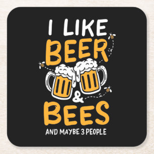 Imker-Geschenk Ich mag Bier und Bienen Rechteckiger Pappuntersetzer