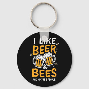 Imker-Geschenk Ich mag Bier und Bienen Schlüsselanhänger