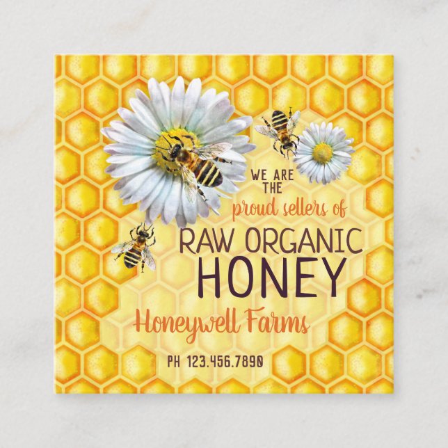 Imker Honigbienen Honeybienen Honey Seller Bee Far Quadratische Visitenkarte (Vorderseite)