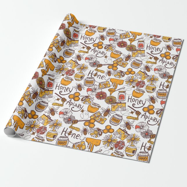 Imker Muster Geschenkpapier (Ungerollt)