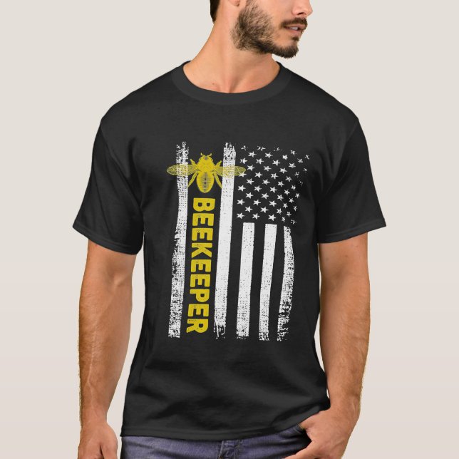 Imker Retro Style Patriotic Bee T-Shirt (Vorderseite)