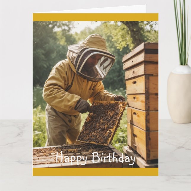 Imker und Bienenstock Karte (Vorderseite)