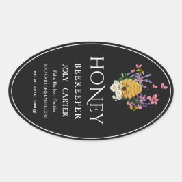 Imkerei-Honigetiketten | Honigbiene & Honigwabe De Ovaler Aufkleber