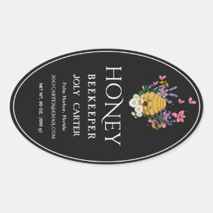 Imkerei-Honigetiketten Honigbiene & Honigwabe De Ovaler Aufkleber