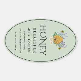 Imkerei-Honigetiketten | Honigbiene & Honigwabe De Ovaler Aufkleber
