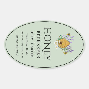 Imkerei-Honigetiketten Honigbiene & Honigwabe De Ovaler Aufkleber