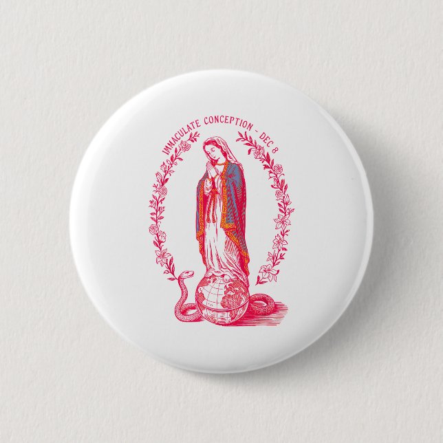 Immaculate Conception Dec 8 Virgin Mary Catholic D Button (Vorderseite)
