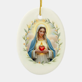 Immaculate Heart of Mary God's Peace and Blessings Keramik Ornament