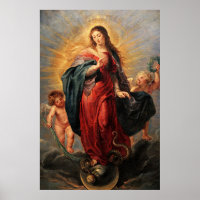 Immaculé Coeur Vierge Marie Poster - Vierge Maria