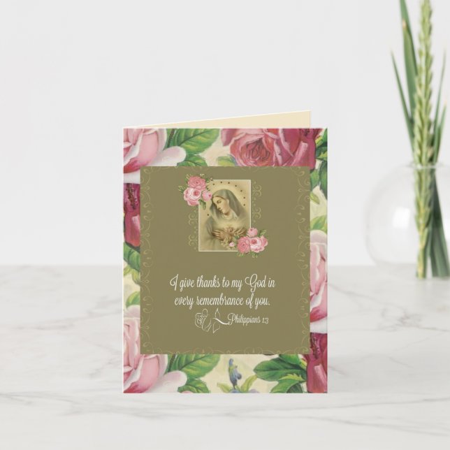 Immakuläres Herz von Maria - Rose/Schrift Karte (Vorderseite)