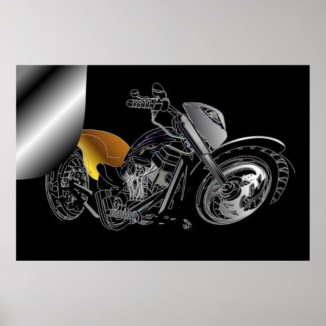 Immense Page Curl Motorcycle Poster (Devant)
