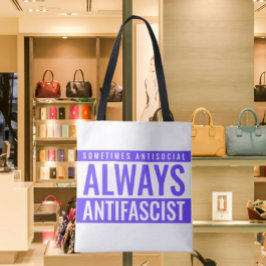 Immer antifaschistische Tote Bag - Blauer Text fet Tasche