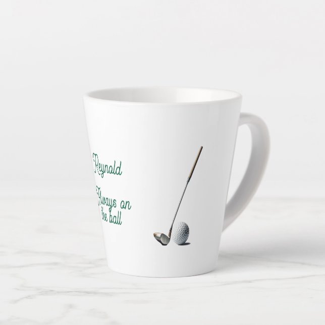 Immer auf dem Ball Funny Golf Personalisiert Milchtasse (Rechte Ecke)