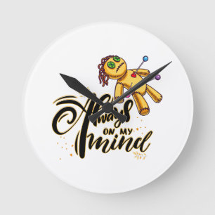Immer auf meinem Kopf Funny Halloween Voodoo Doll Runde Wanduhr