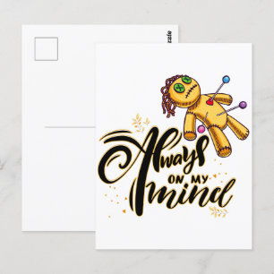 Immer auf meinem verrückten Halloween-Voodoo-Püppc Postkarte