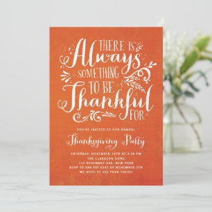 Immer Dankbar   Leinen-Einladung zum Thanksgiving Einladung