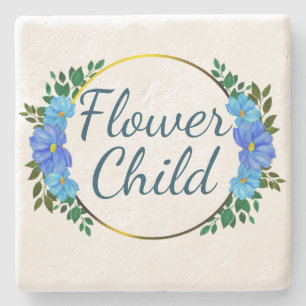 Immer eine Blume Kinderblau botanische Blüte Steinuntersetzer