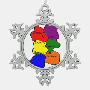 Immer einzigartiger Autismus Pewter Snowflake Orna Schneeflocken Zinn-Ornament
