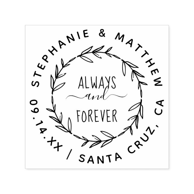 Immer & Ewig | Rustikale Blätter & Individuelle Sc Permastempel (Design)