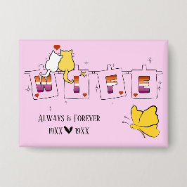 Immer & Ewig Sunset Lesben-Flagge Ehefrau Button