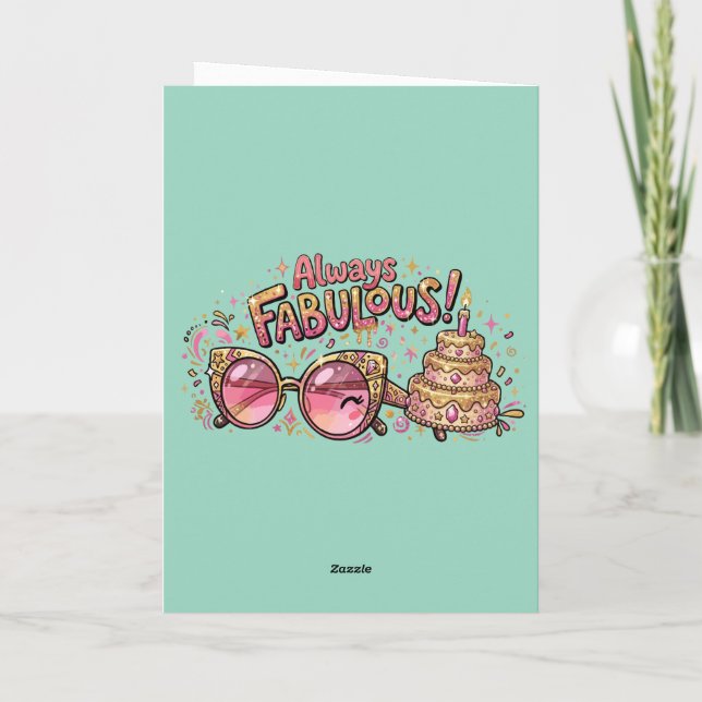 Immer Fabulöser Glitter-Geburtstag Dankeskarte (Rückseite)