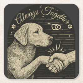 Immer gemeinsam" Vintage Hundefreundschaft Rechteckiger Pappuntersetzer