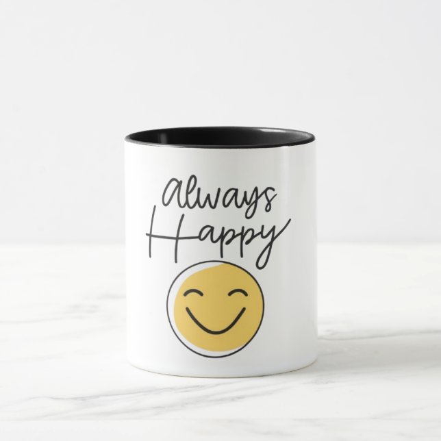 "Immer Glücklich" Zweifarben-Kaffeetasse - Positiv Tasse (Zentrum)