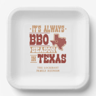 Immer Grillen Jahreszeit in Texas Familie Reunion  Pappteller