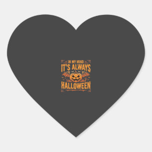 Immer Halloween-Kürbis-Fledermaus-Vektordesign_1 Herz-Aufkleber