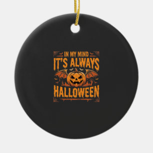 Immer Halloween-Kürbis-Fledermaus-Vektordesign_1 Keramik Ornament