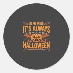 Immer Halloween-Kürbis-Fledermaus-Vektordesign_1 Runder Aufkleber