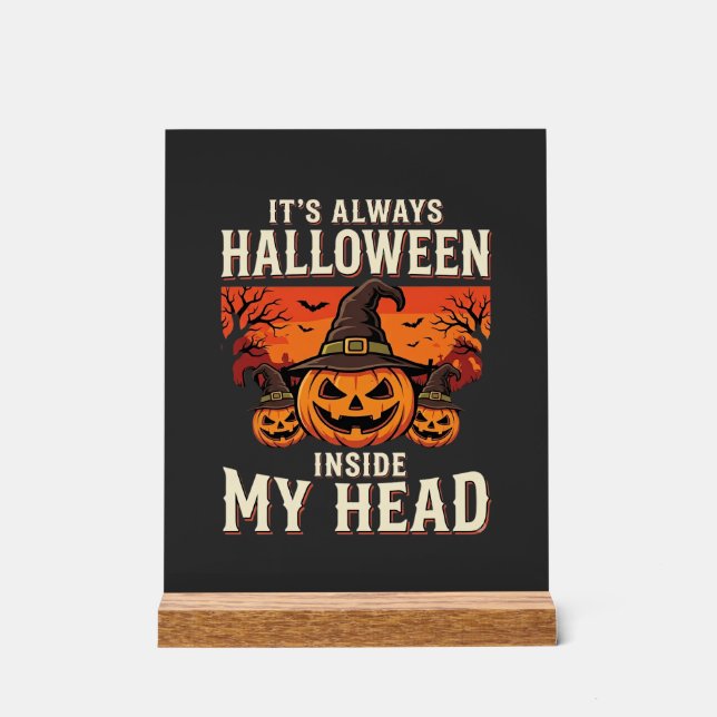 Immer Halloween-Kürbis-Hexen-Design_1 Acrylschild (Vorderseite)