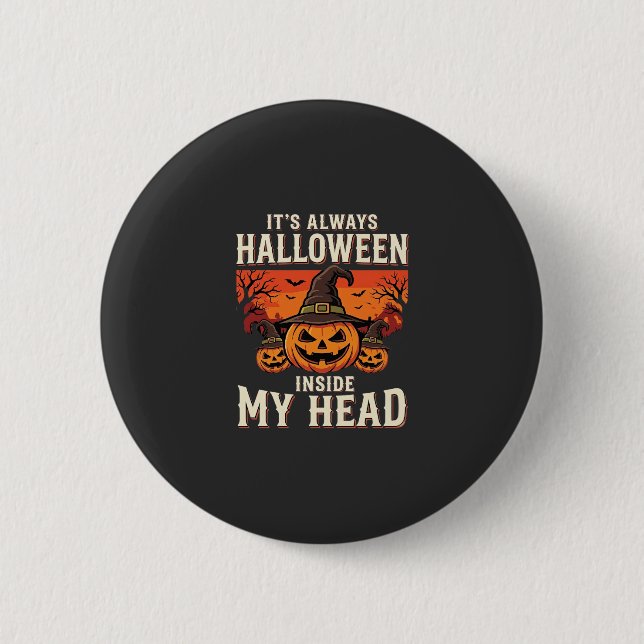 Immer Halloween-Kürbis-Hexen-Design_1 Button (Vorderseite)