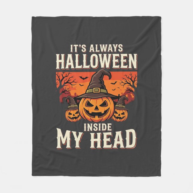 Immer Halloween-Kürbis-Hexen-Design_1 Fleecedecke (Vorderseite)