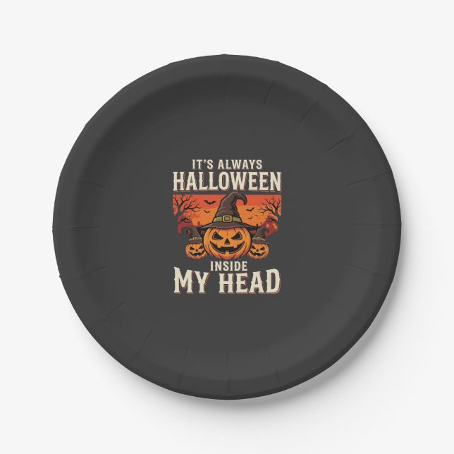 Immer Halloween-Kürbis-Hexen-Design_1 Pappteller (Vorderseite)
