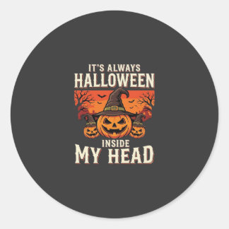 Immer Halloween-Kürbis-Hexen-Design_1 Runder Aufkleber