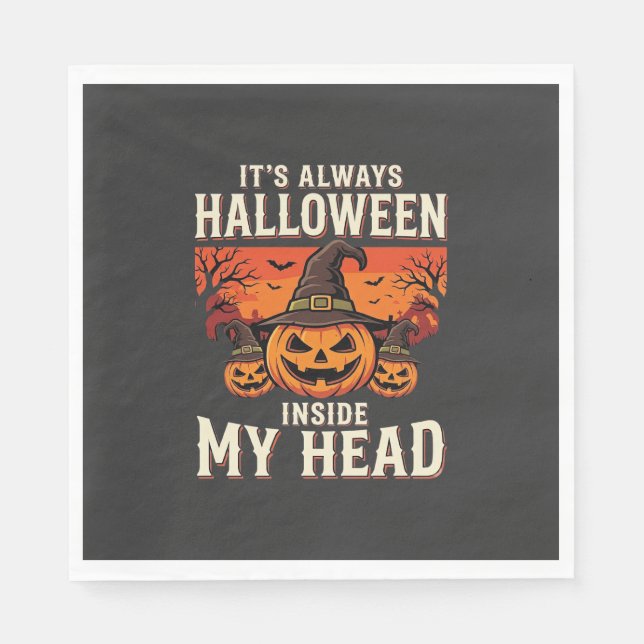 Immer Halloween-Kürbis-Hexen-Design_1 Serviette (Vorderseite)