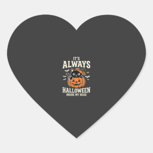 Immer Halloween-Schwarze-Katze-Kürbis-Design Herz-Aufkleber