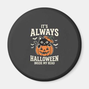 Immer Halloween Schwarze Katze Kürbis Design Magnet