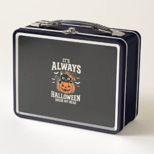 Immer Halloween-Schwarze-Katze-Kürbis-Design Metall Brotdose