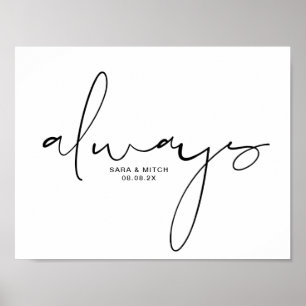 Immer Hochzeitposter-Zeichen mit Namen und Datum Poster