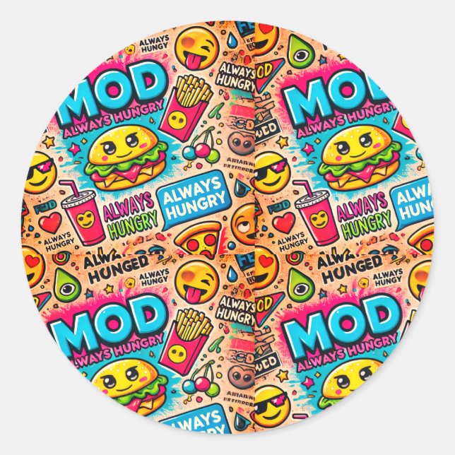 Immer Hungersticker - Spaß und leise Design Runder Aufkleber (Vorderseite)