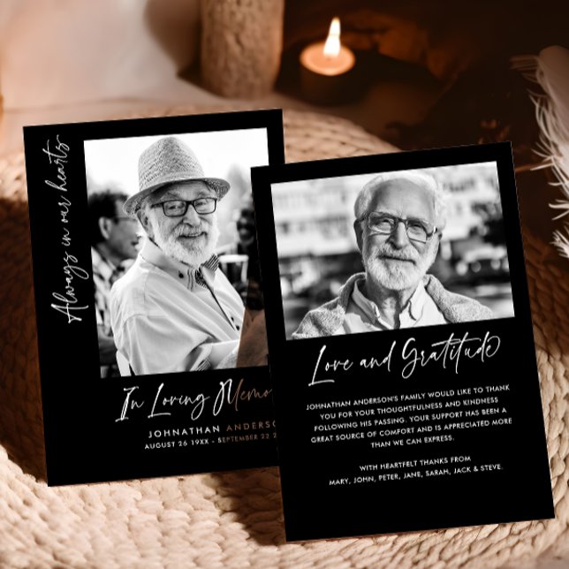 Immer im Herzen 2-Foto Beerdigung/Gedenkfeier Dankeskarte (Von Creator hochgeladen)