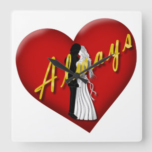 Immer in Liebe Quadratische Wanduhr
