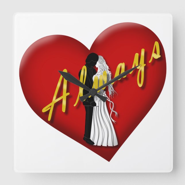 Immer in Liebe Quadratische Wanduhr (Vorderseite)