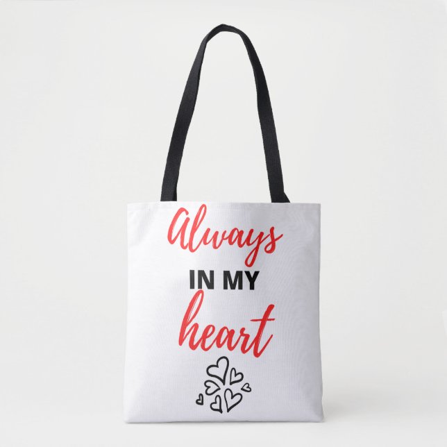 Immer in meinem Herzen schwarz Tasche (Vorderseite)