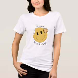 Immer Lächeln T-Shirt - Süßes Smiley Gesicht Tri-Blend Shirt