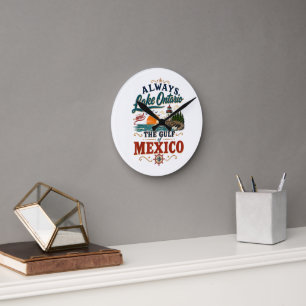 Immer Lake Ontario und der Golf von Mexiko Runde Wanduhr