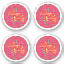 Immer lesen | Hellrosa Blau Gelb und Wirbel Aufkleber